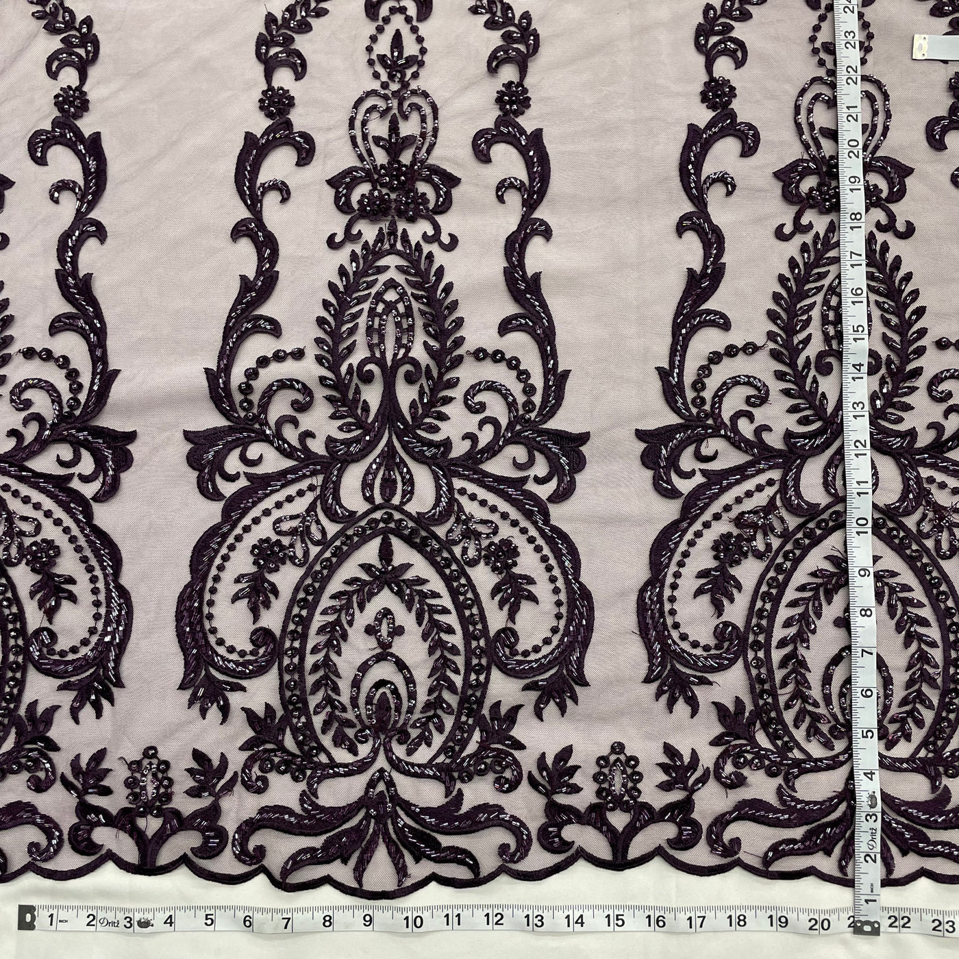 Beaded Lace Fabric Embroidered on 100% Polyester Net Mesh | Lace USA