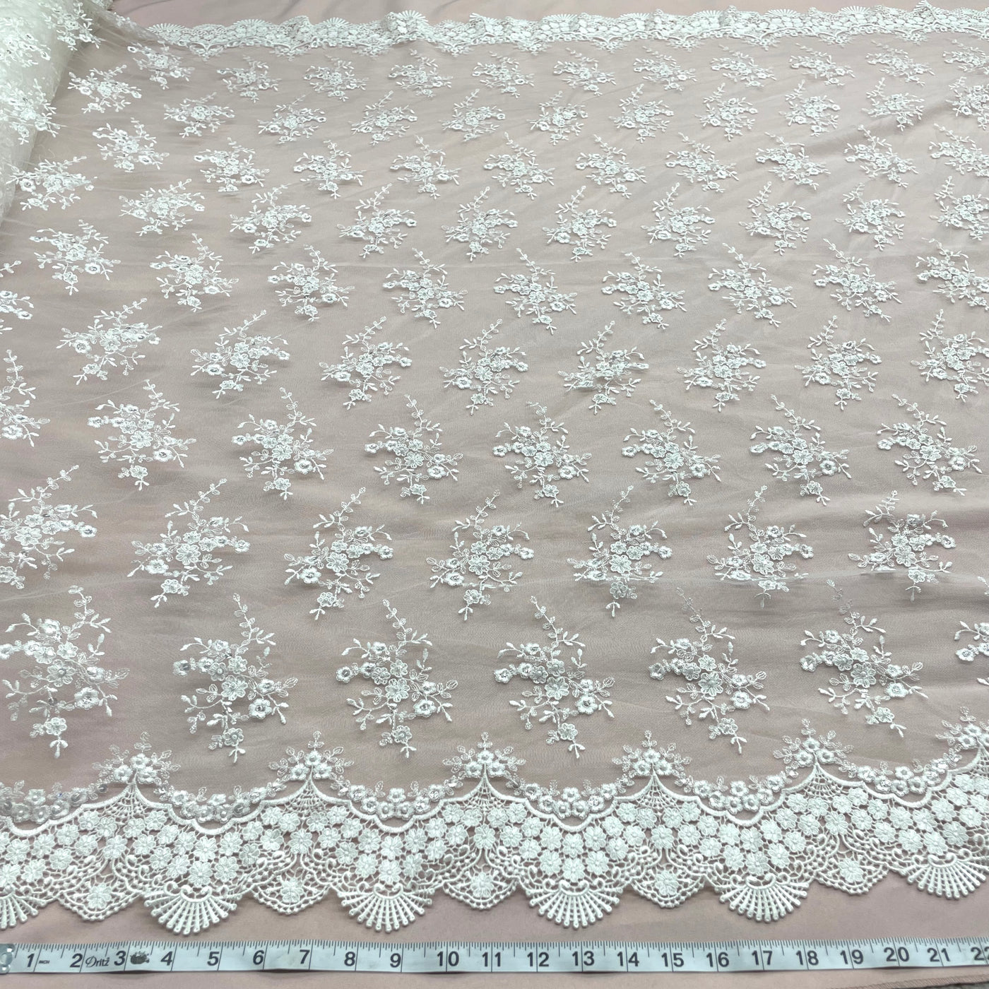 Beaded Lace Fabric Embroidered on 100% Polyester Net Mesh | Lace USA