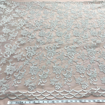 Beaded & Corded Bridal Fabric Lace Embroidered on 100% Polyester Net Mesh | Lace USA