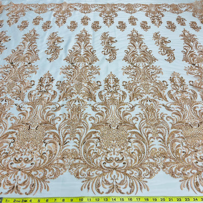 Beaded Lace Fabric Embroidered on 100% Polyester Net Mesh | Lace USA-GD-13267