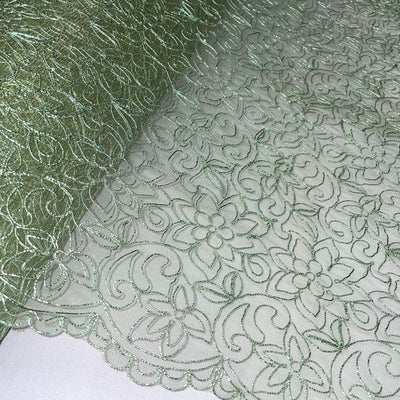 Corded Bridal Lace Fabric Embroidered on 100% Polyester Net Mesh | Lace USA