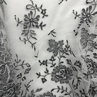 Corded Bridal Lace Fabric Embroidered on 100% Polyester Net Mesh | Lace USA