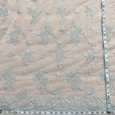 Corded Bridal Lace Fabric Embroidered on 100% Polyester Net Mesh | Lace USA