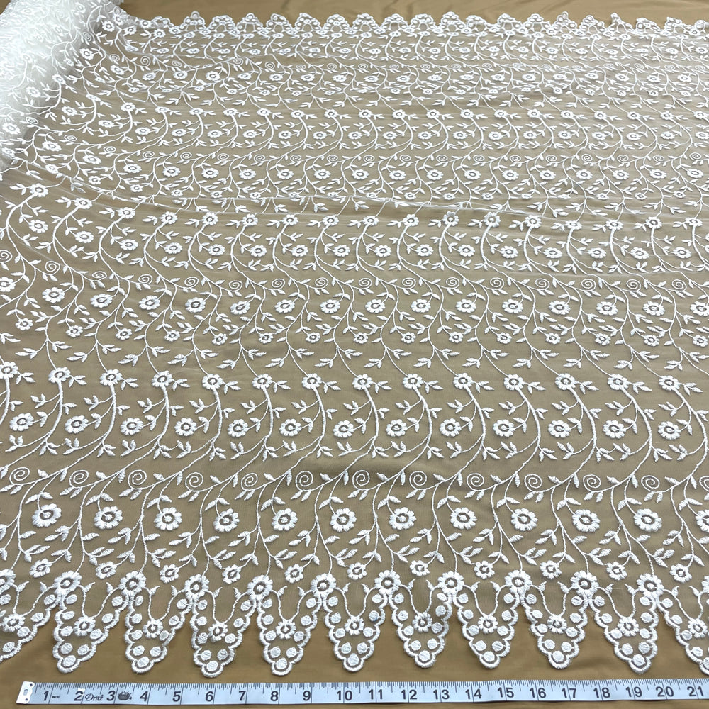 Lace Fabric Embroidered on 100% Polyester Net Mesh | Lace USA