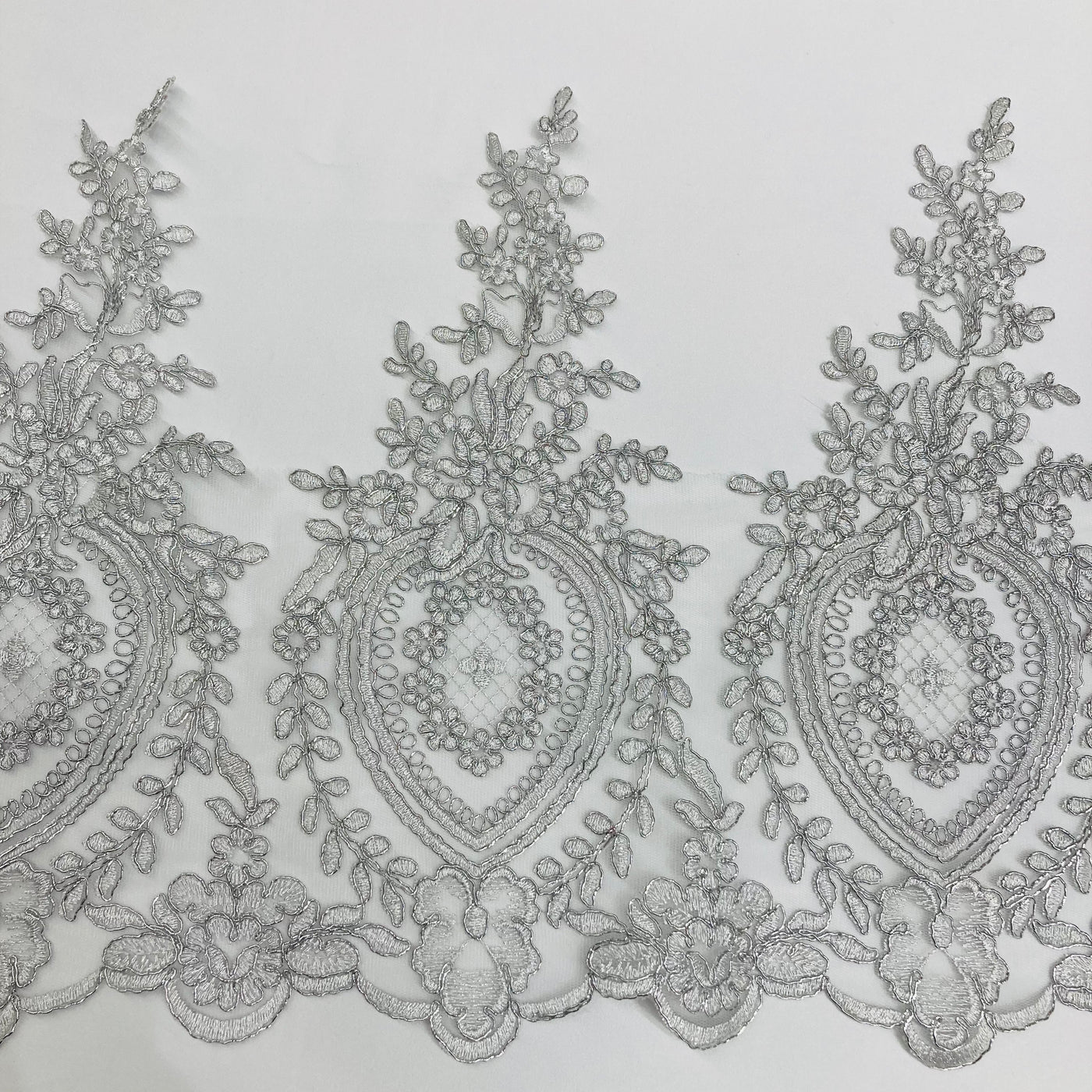 Corded Lace Trimming Embroidered on 100% Polyester Net Mesh | Lace USA