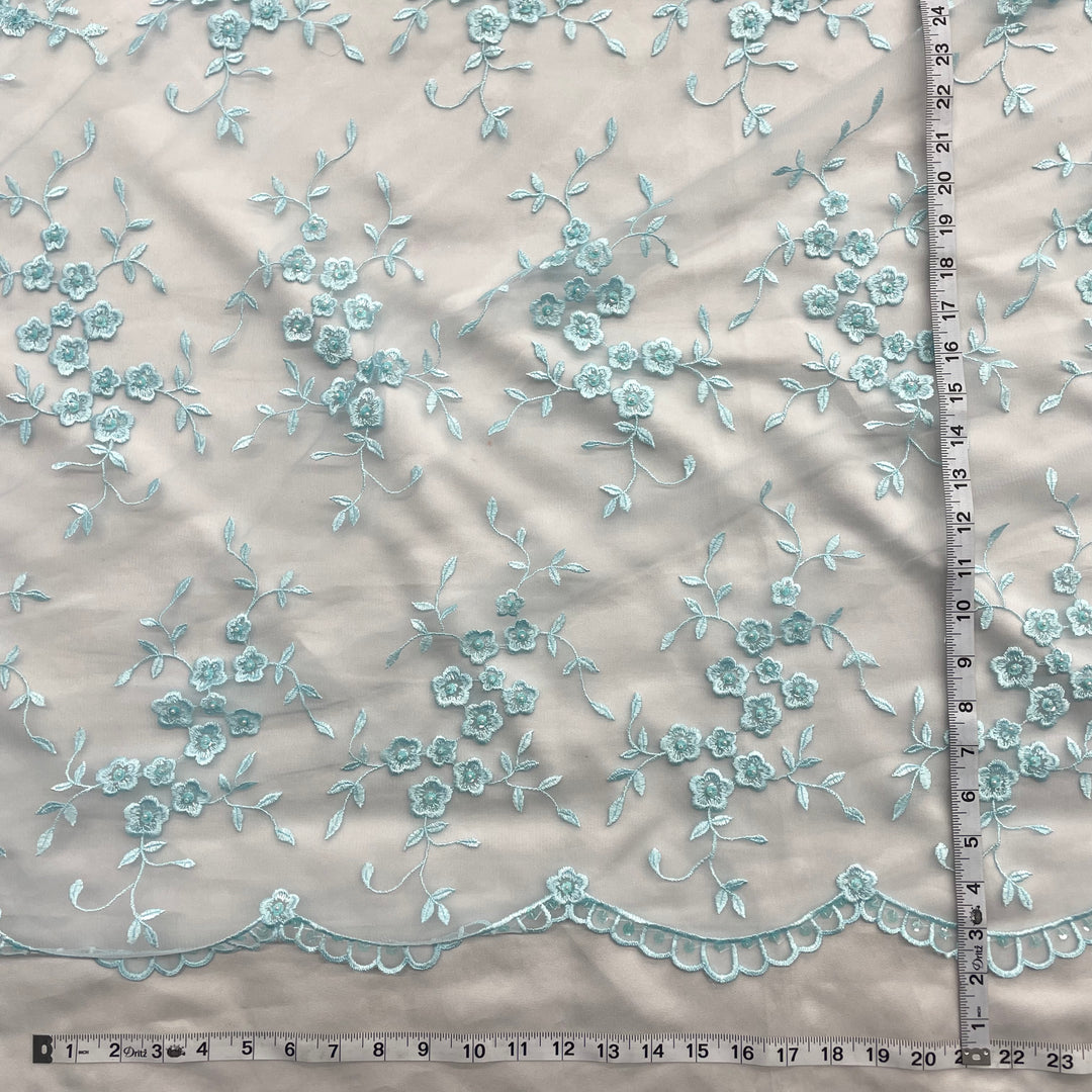 Beaded Lace Fabric Embroidered on 100% Polyester Net Mesh | Lace USA