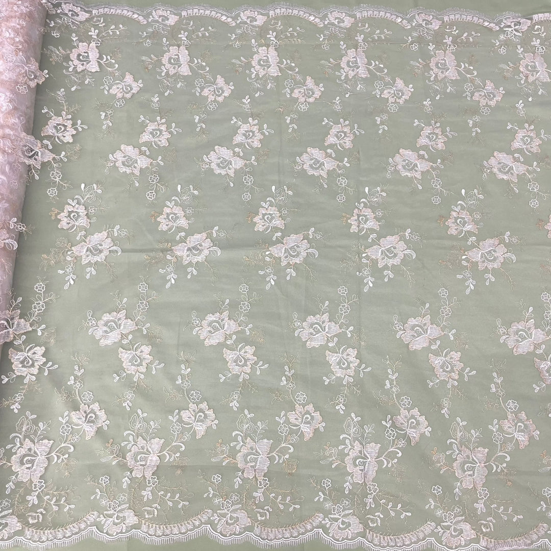 Lace Fabric Embroidered on 100% Polyester Net Mesh | Lace USA - 42092W