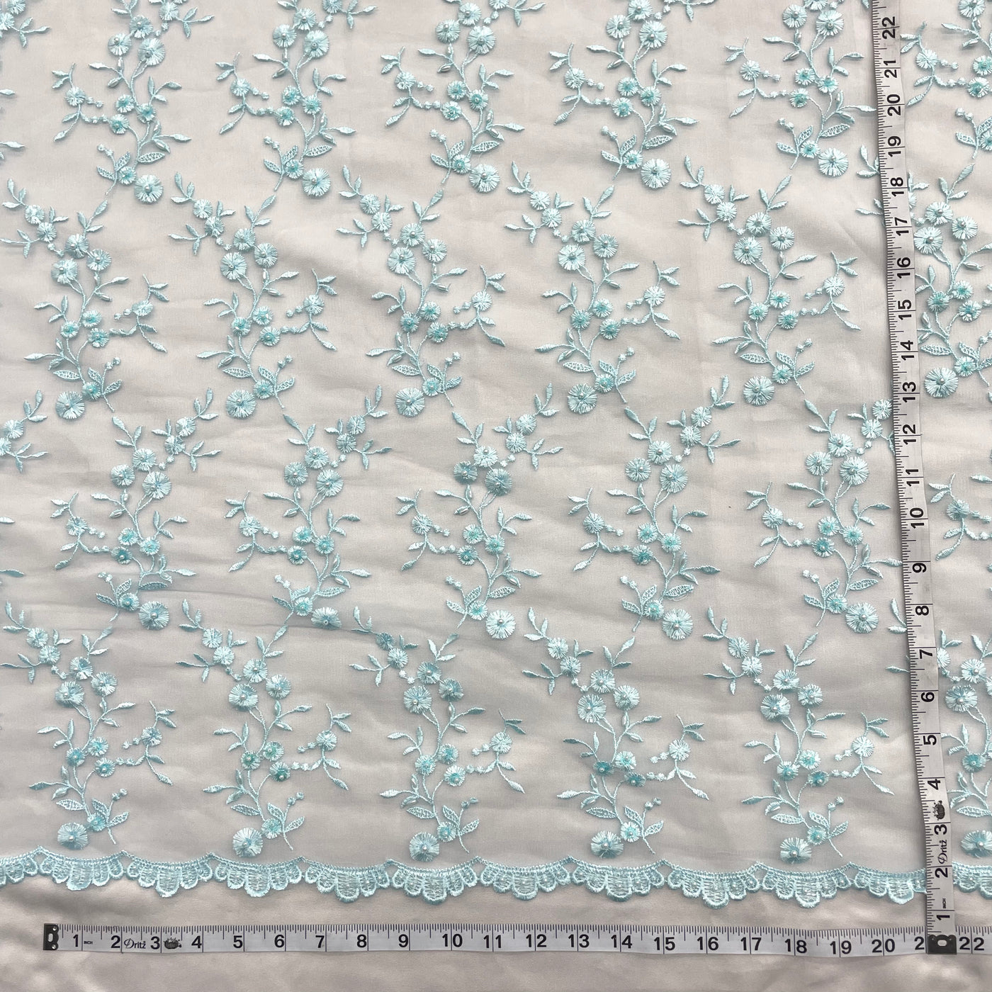 Beaded Lace Fabric Embroidered on 100% Polyester Net Mesh | Lace USA