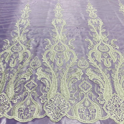 Beaded Lace Fabric Embroidered on 100% Polyester Net Mesh | Lace USA