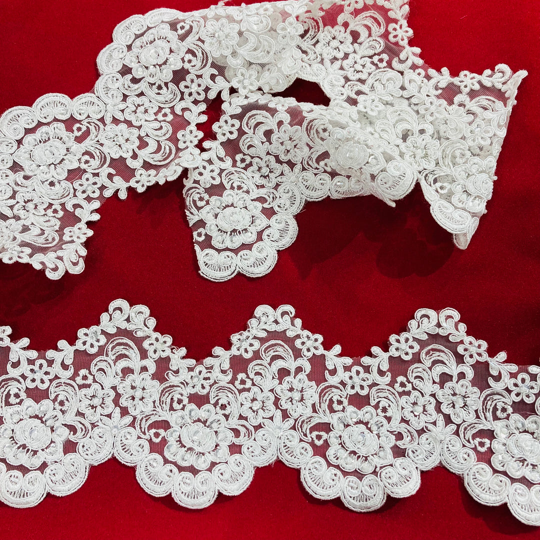 Corded, Beaded & Embroidered Trimming. Lace USA