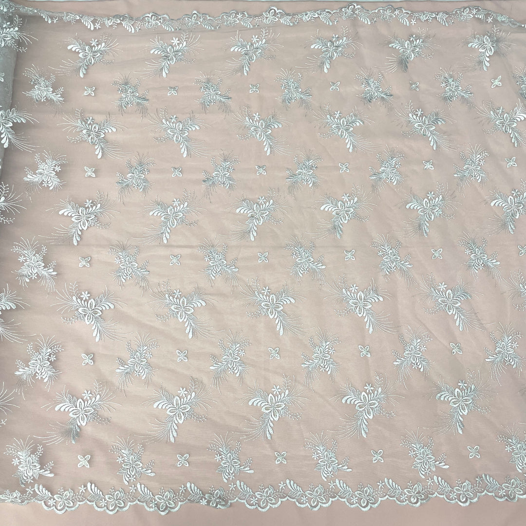 Beaded Lace Fabric Embroidered on 100% Polyester Net Mesh | Lace USA