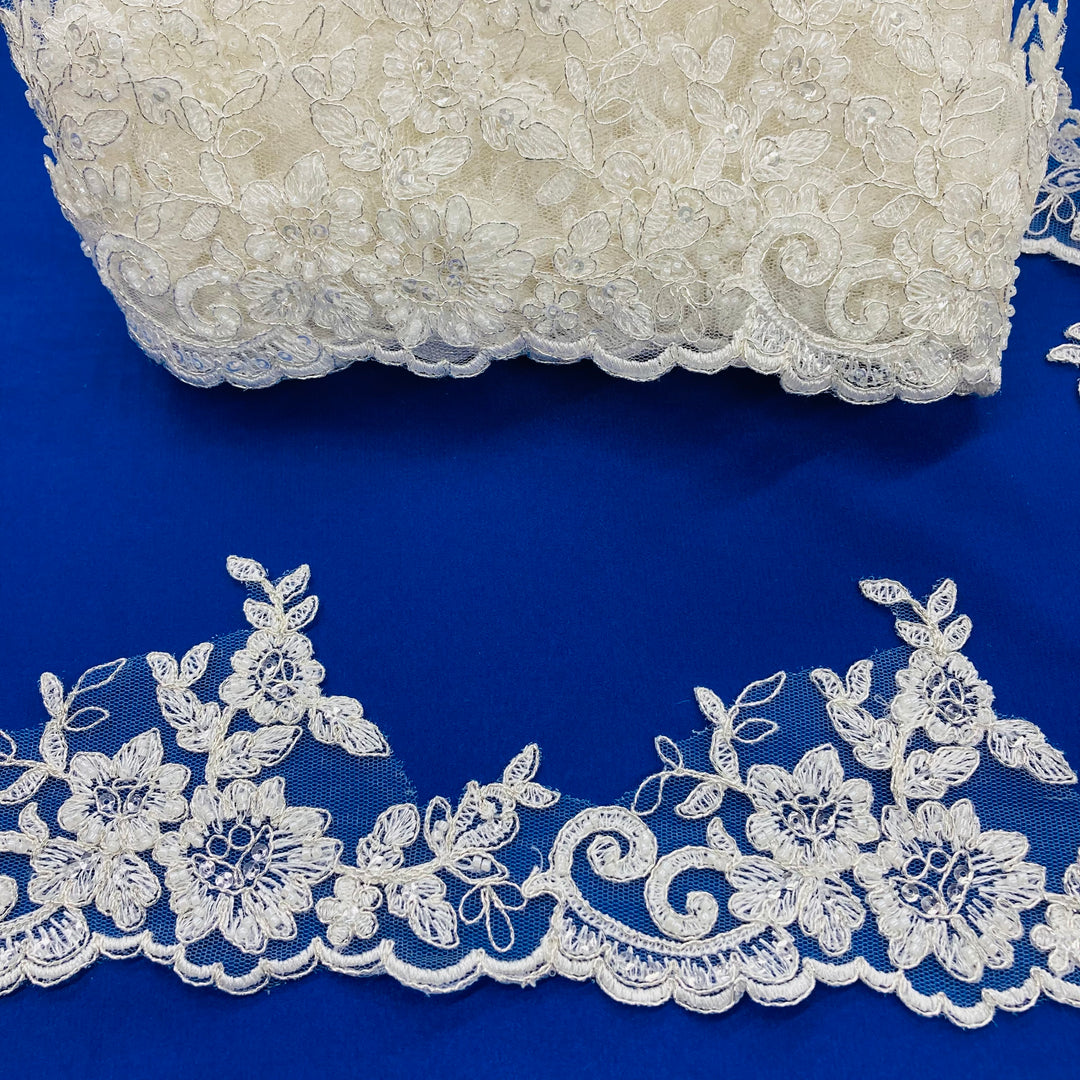 Beaded, Corded & Embroidered Trimming. Lace Usa