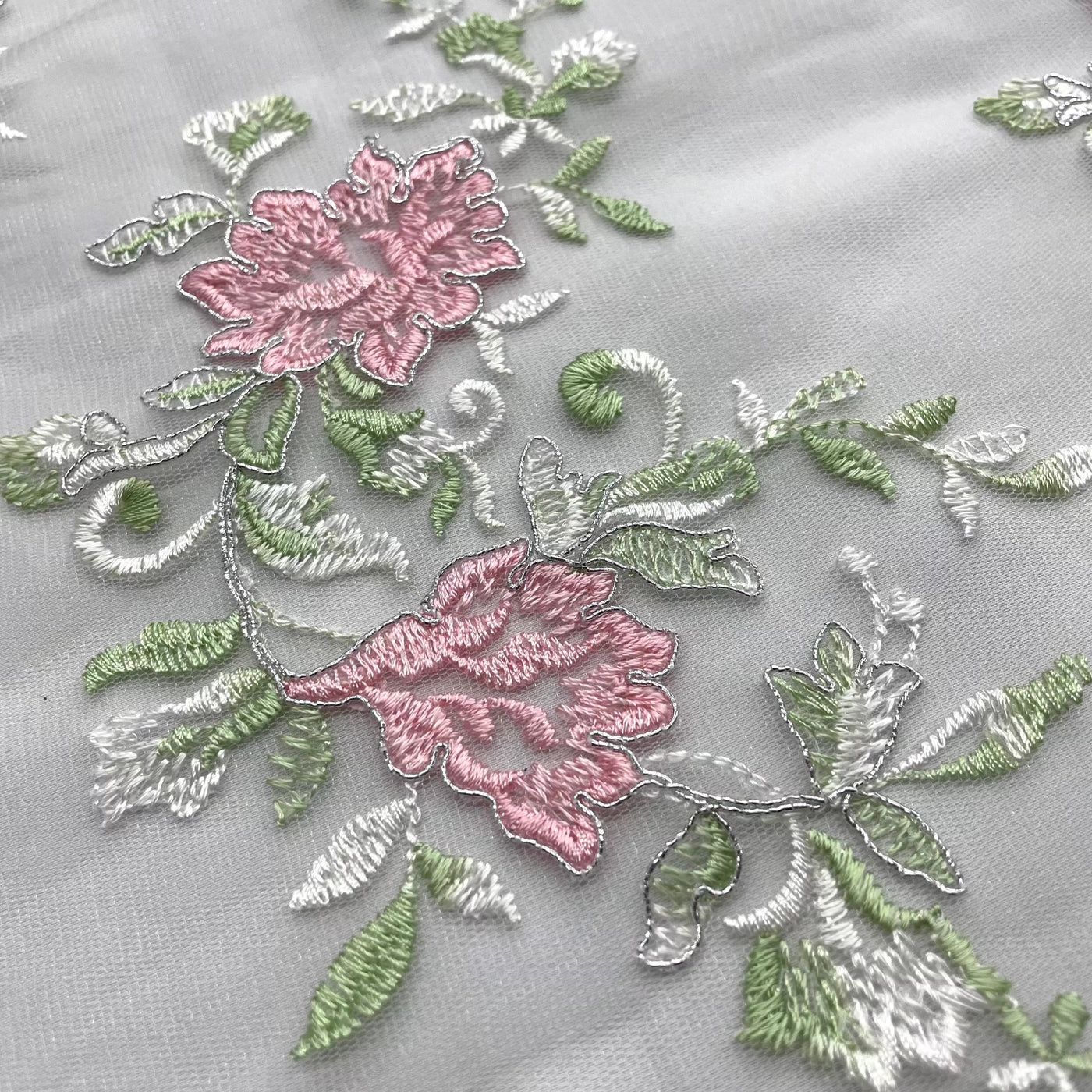 Corded Bridal Lace Fabric Embroidered on 100% Polyester Net Mesh | Lace USA - 97154W