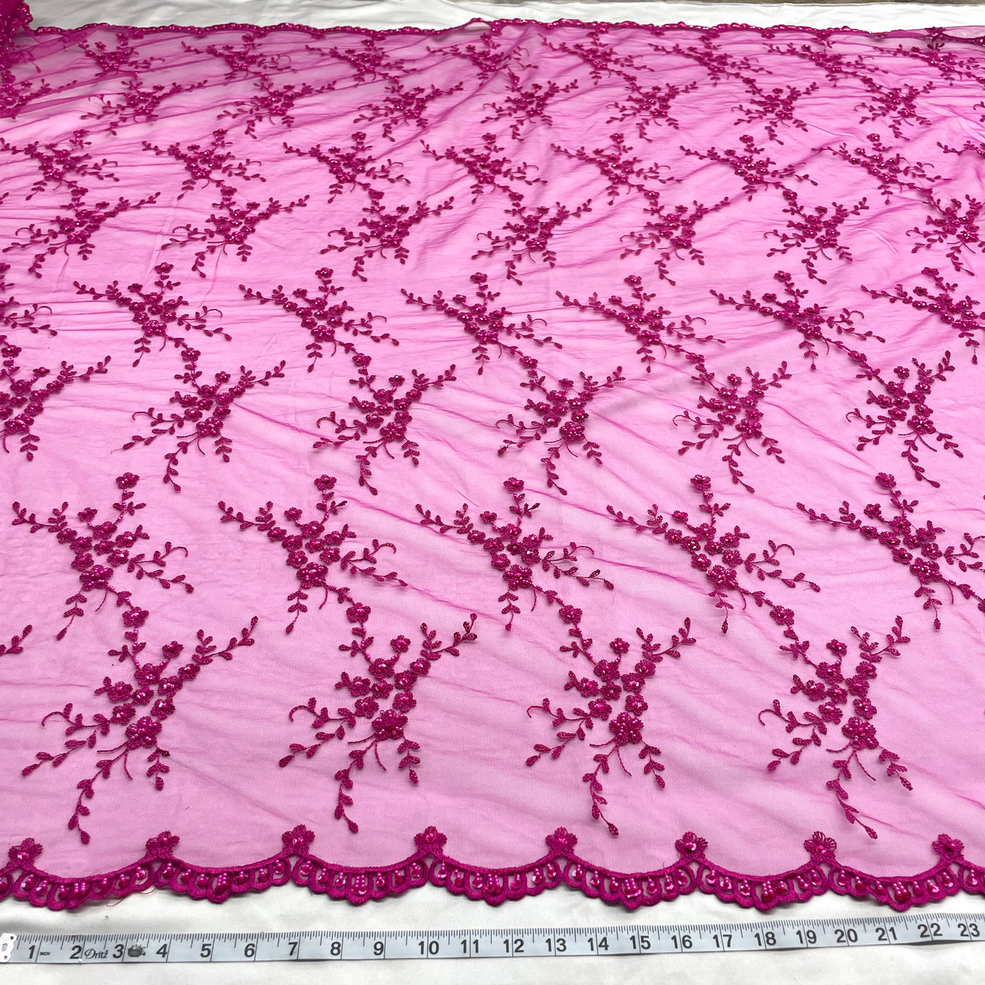 Beaded Lace Fabric Embroidered on 100% Polyester Net Mesh | Lace USA