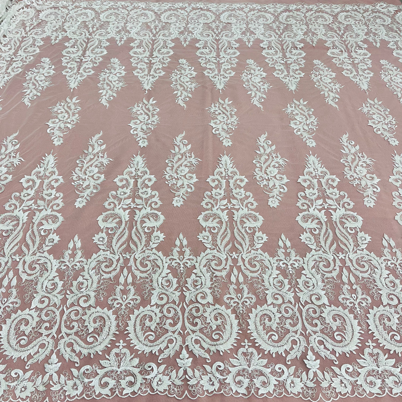 Beaded Lace Fabric Embroidered on 100% Polyester Net Mesh | Lace USA