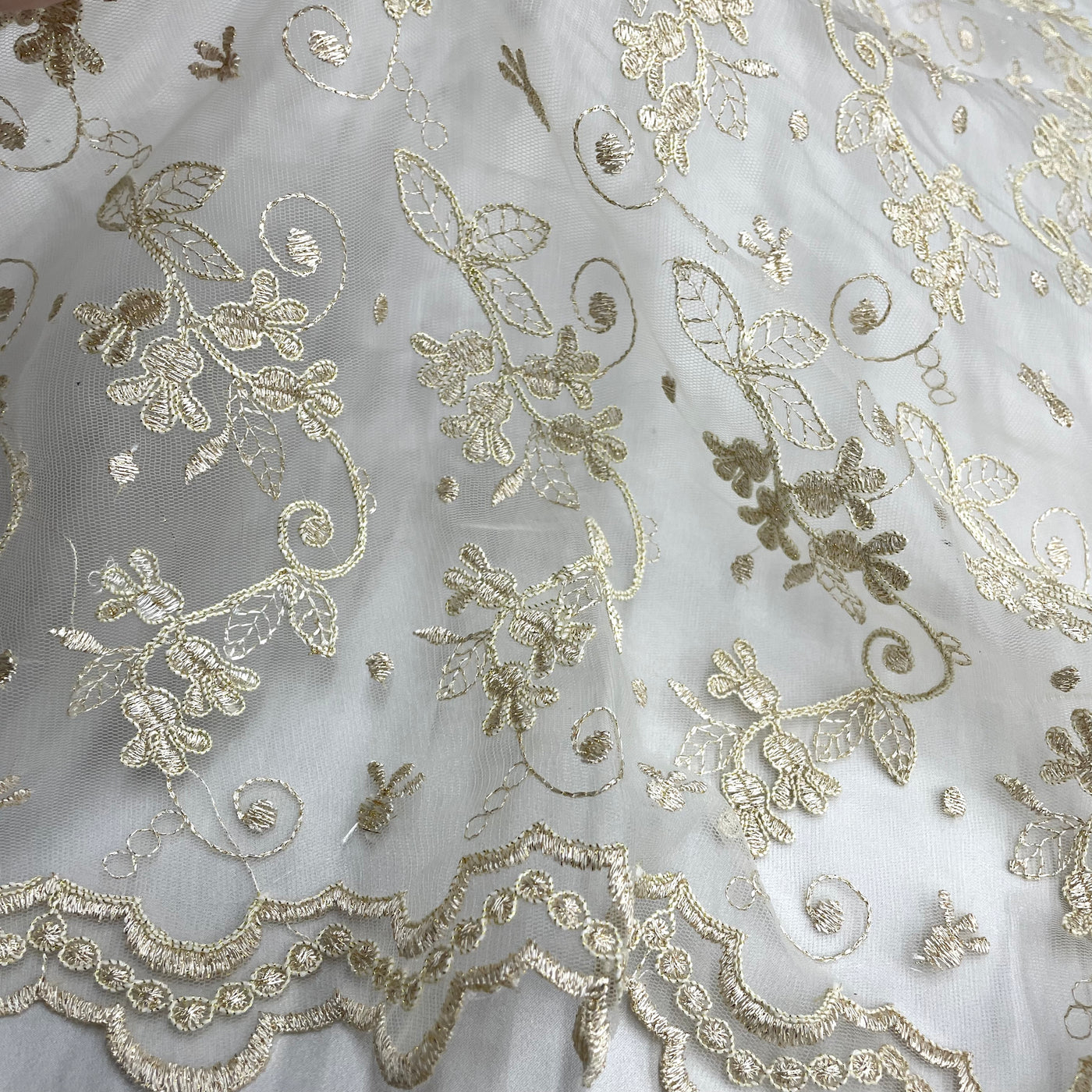 Corded Bridal Lace Fabric Embroidered on 100% Polyester Net Mesh | Lace USA