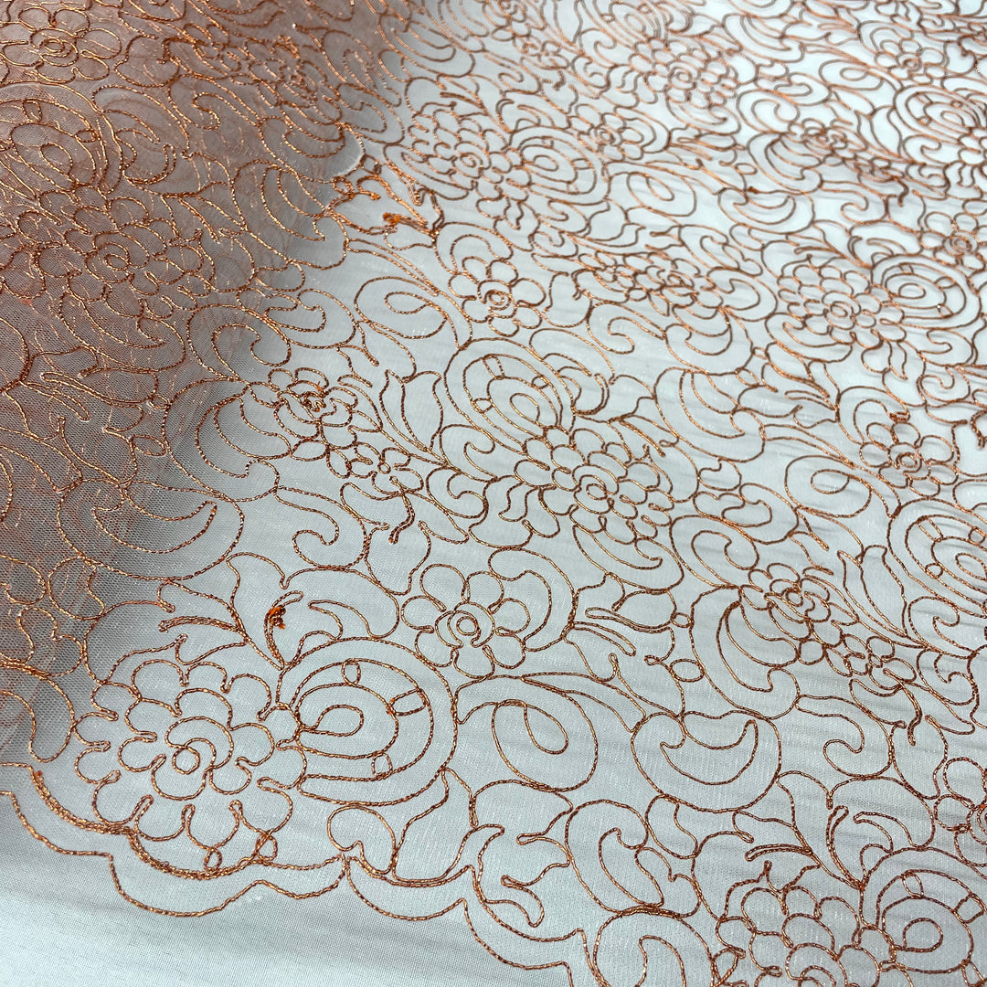 Corded Bridal Lace Fabric Embroidered on 100% Polyester Net Mesh | Lace USA