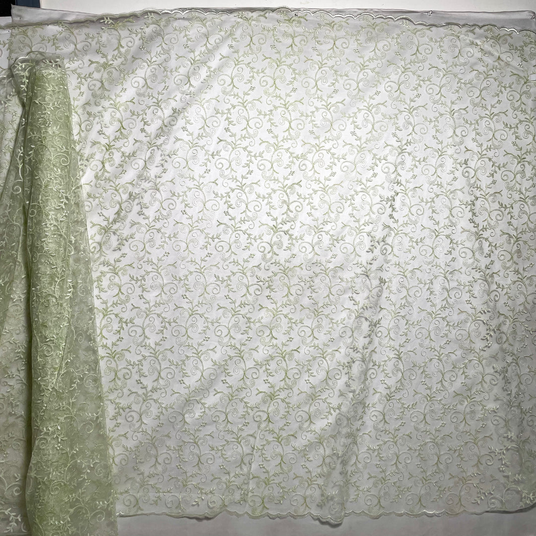 Lace Fabric Embroidered on 100% Polyester Net Mesh | Lace USA