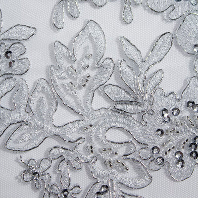 Beaded & Corded Bridal Lace Fabric Embroidered on 100% Polyester Net Mesh | Lace USA