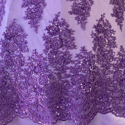 Embroidered & Beaded Net Mesh Fabric with Beads. Lace USA