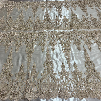 Corded Bridal Lace Fabric Embroidered on 100% Polyester Net Mesh | Lace USA