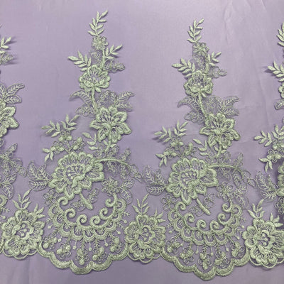 Corded Lace Trimming Embroidered on 100% Polyester Net Mesh | Lace USA - 73002W/1