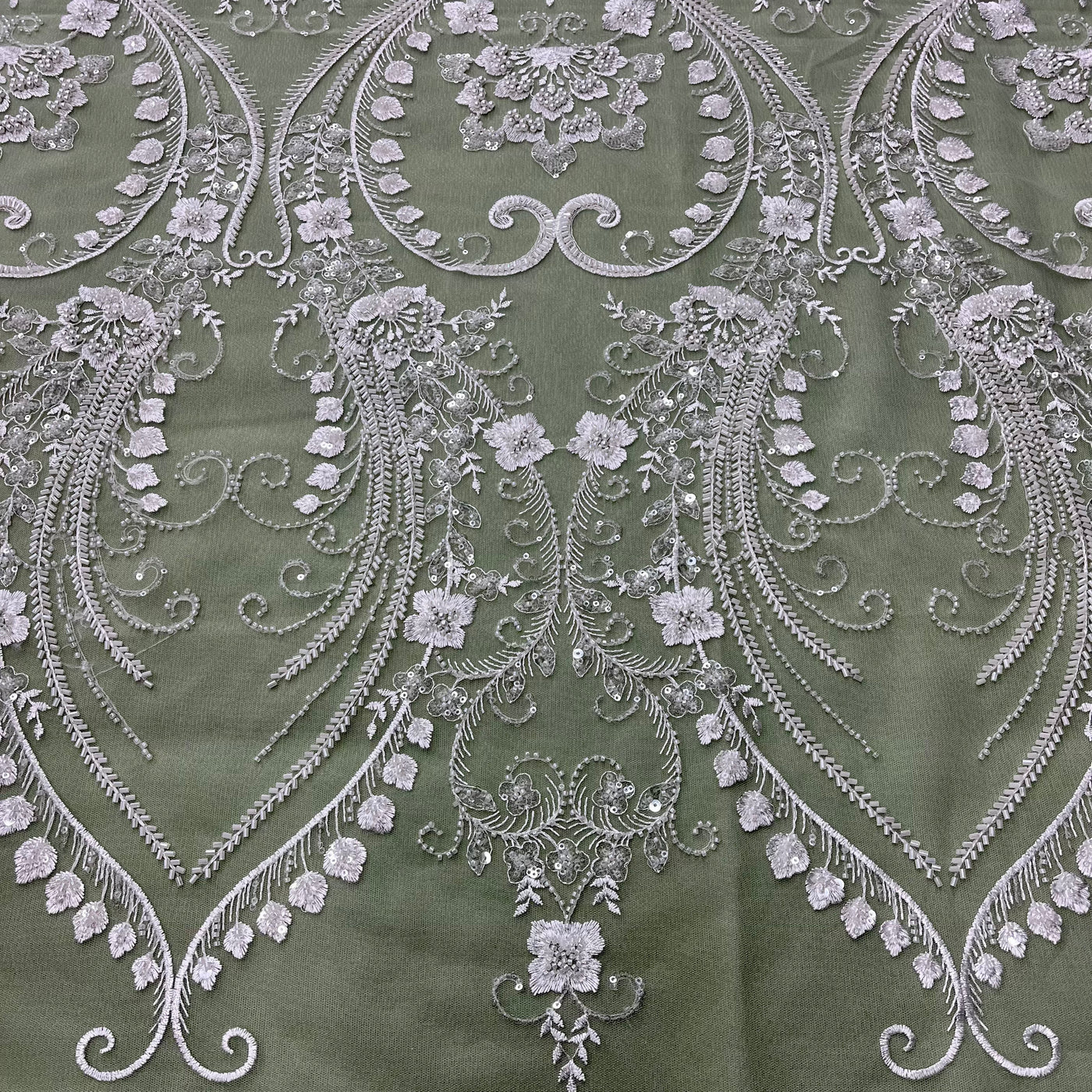 Beaded Lace Fabric Embroidered on 100% Polyester Net Mesh | Lace USA