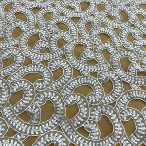 Beaded Lace Fabric Embroidered on 100% Polyester Organza | Lace USA