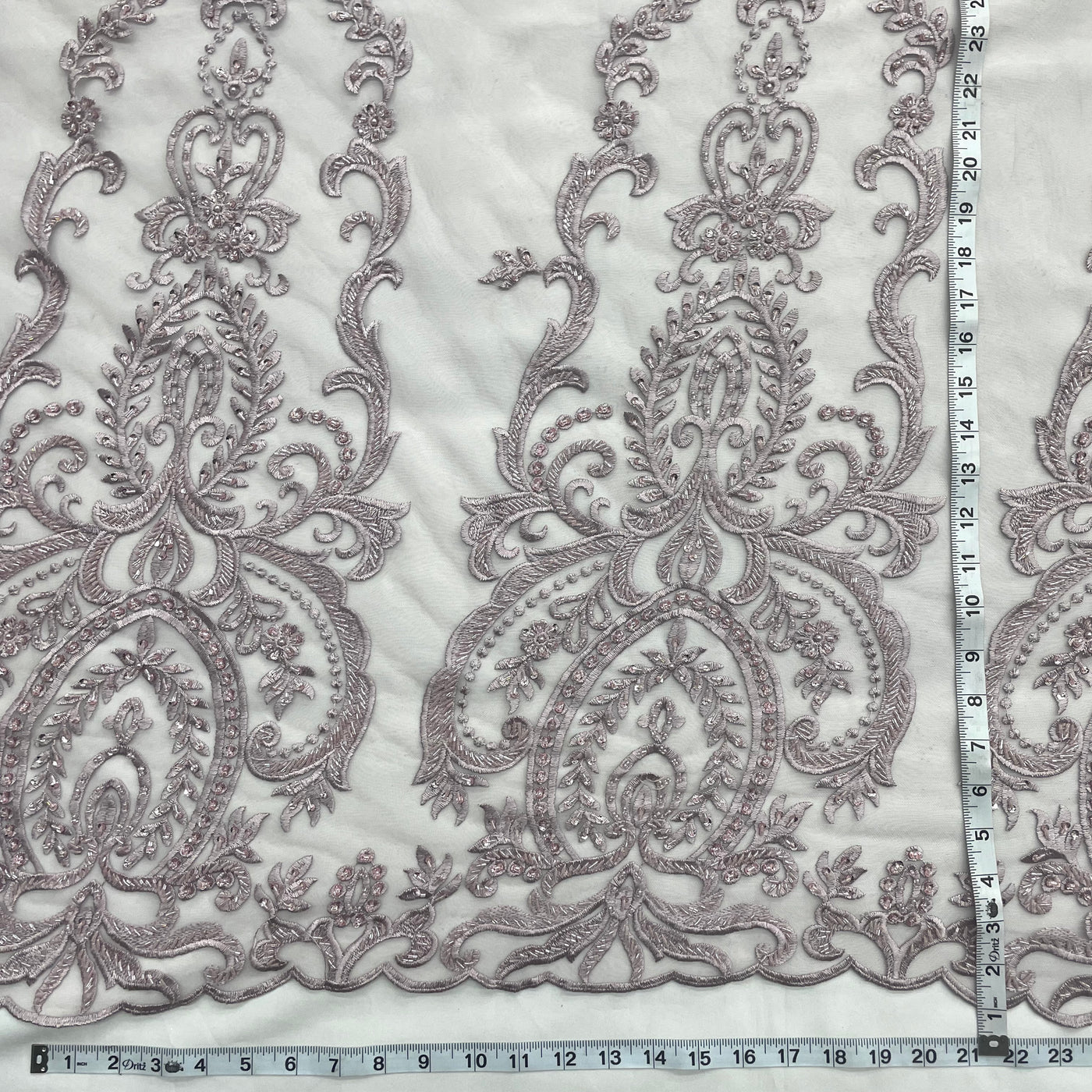 Beaded Lace Fabric Embroidered on 100% Polyester Net Mesh | Lace USA