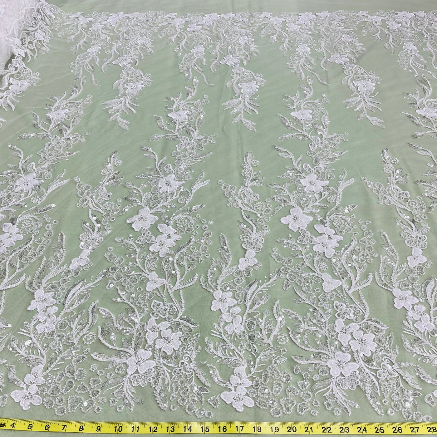 Beaded Lace Fabric Embroidered on 100% Polyester Net Mesh | Lace USA