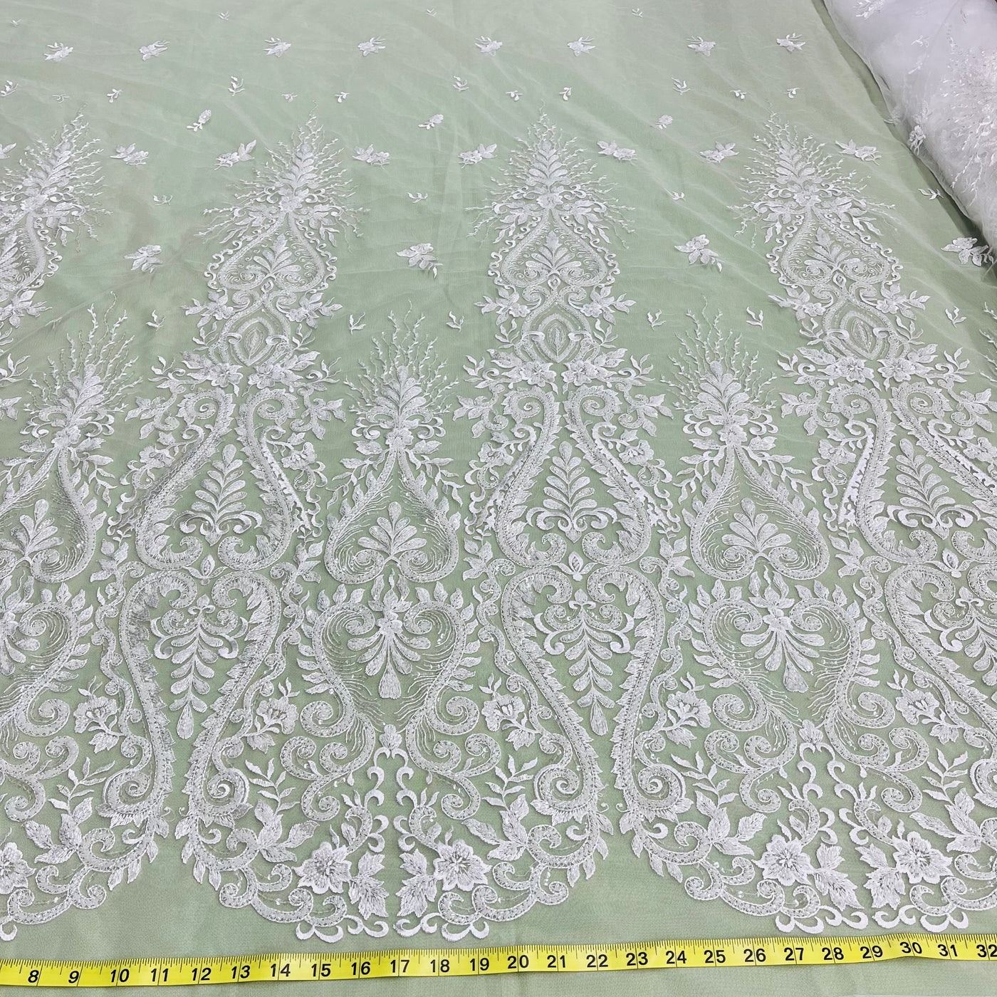 Beaded Lace Fabric Embroidered on 100% Polyester Net Mesh | Lace USA