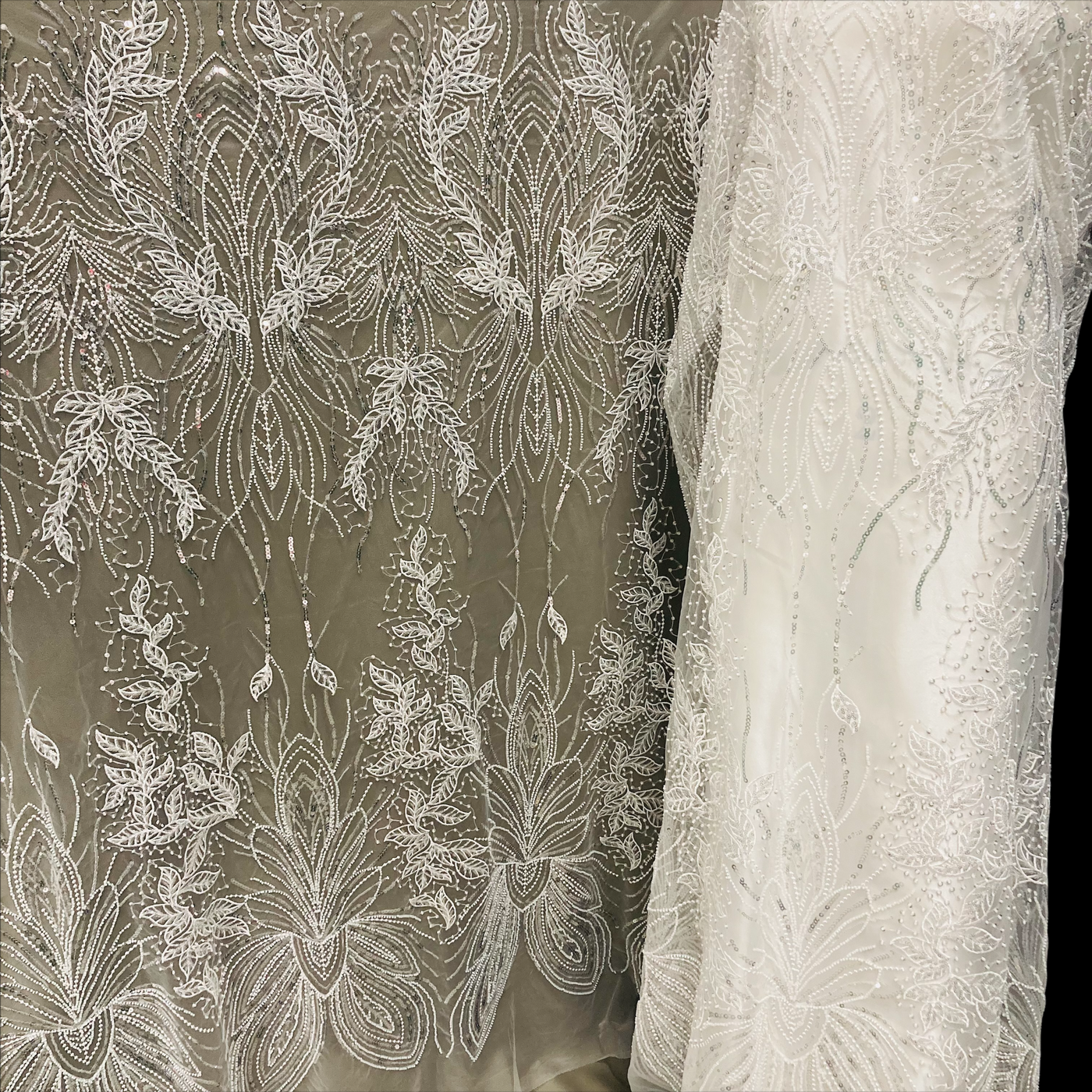 Beaded Lace Fabric Embroidered on 100% Polyester Net Mesh | Lace USA - GD-2918