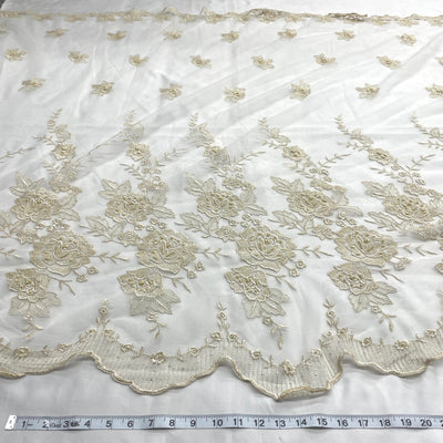 Beaded Lace Fabric Embroidered on 100% Polyester Net Mesh | Lace USA