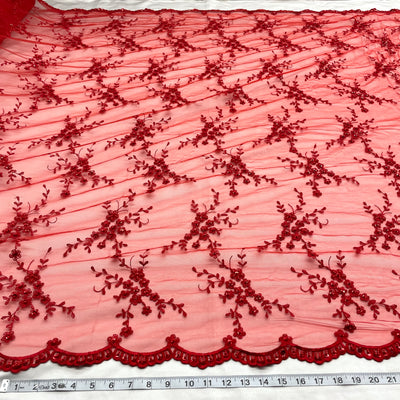 Beaded Lace Fabric Embroidered on 100% Polyester Net Mesh | Lace USA