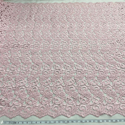 Beaded & Corded Bridal Fabric Lace Embroidered on 100% Polyester Net Mesh | Lace USA