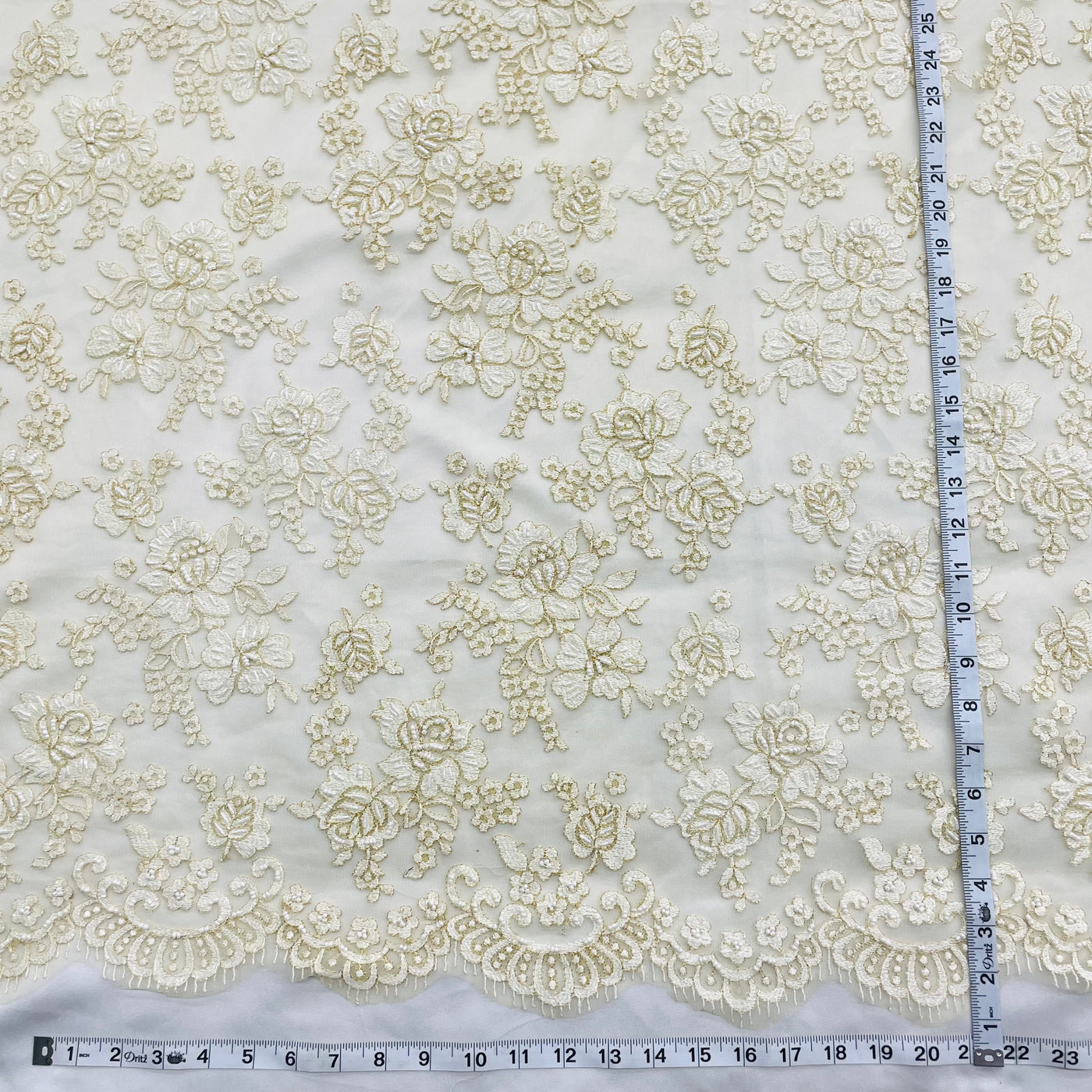 Beaded Lace Fabric Embroidered on 100% Polyester Net Mesh | Lace USA