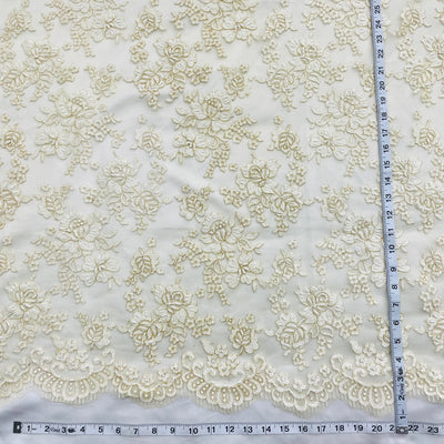 Beaded Lace Fabric Embroidered on 100% Polyester Net Mesh | Lace USA