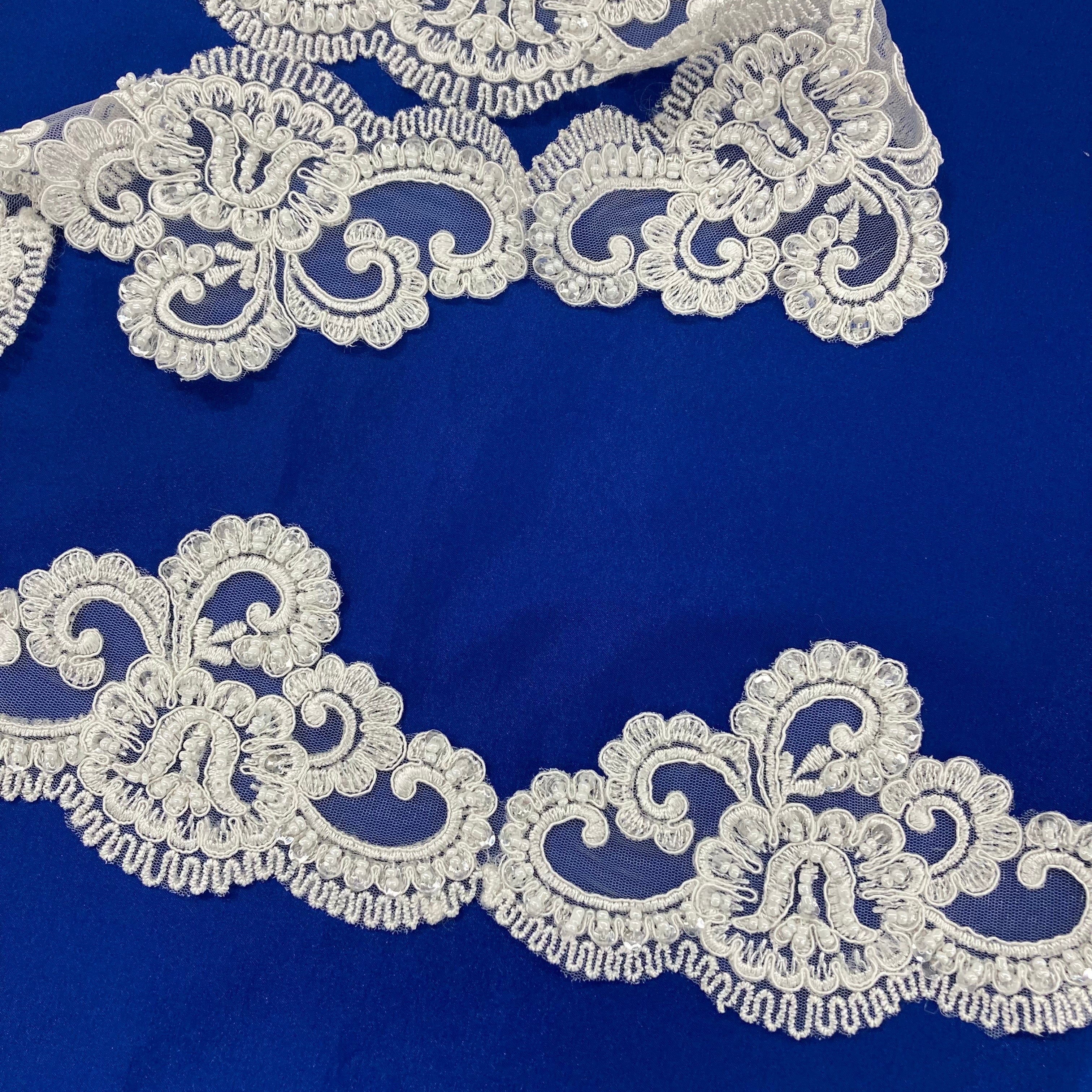 Corded, Beaded & Embroidered Trimming. Lace USA