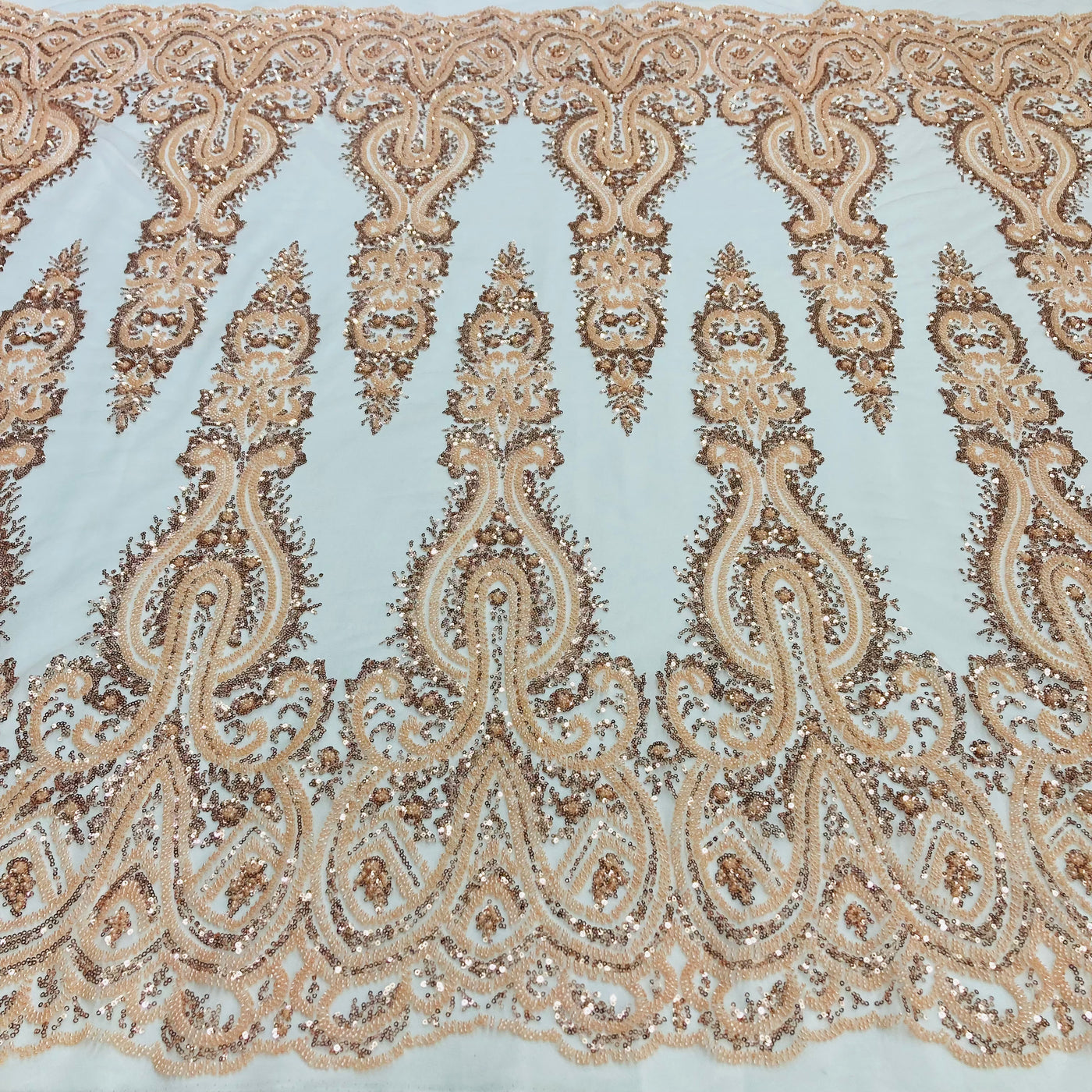 Embroidered & Beaded Net Mesh Fabric with Beads. Lace USA