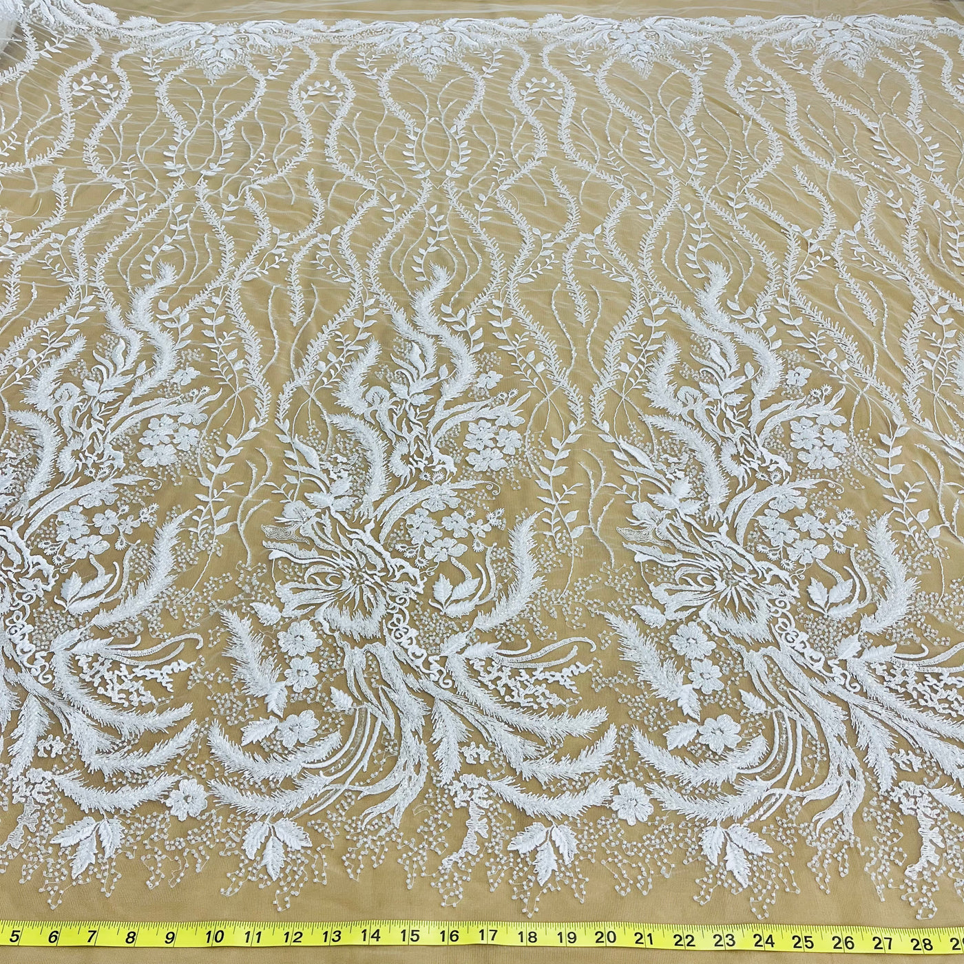 Beaded Lace Fabric Embroidered on 100% Polyester Net Mesh | Lace USA