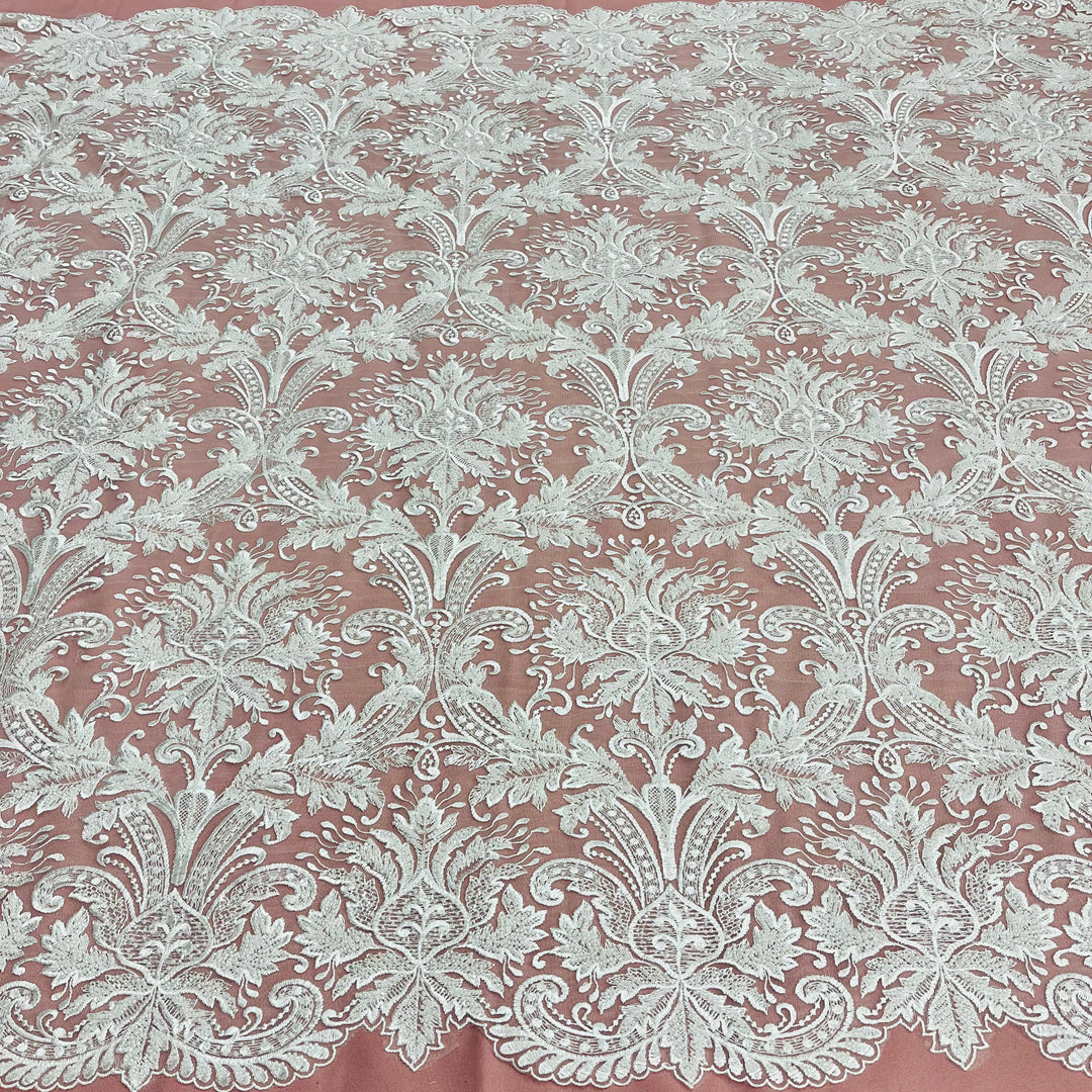 Beaded Lace Fabric Embroidered on 100% Polyester Net Mesh | Lace USA