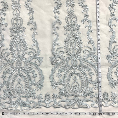 Beaded Lace Fabric Embroidered on 100% Polyester Net Mesh | Lace USA