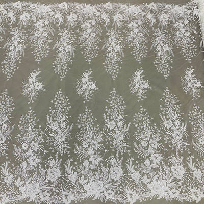 Beaded Lace Fabric Embroidered on 100% Polyester Net Mesh | Lace USA