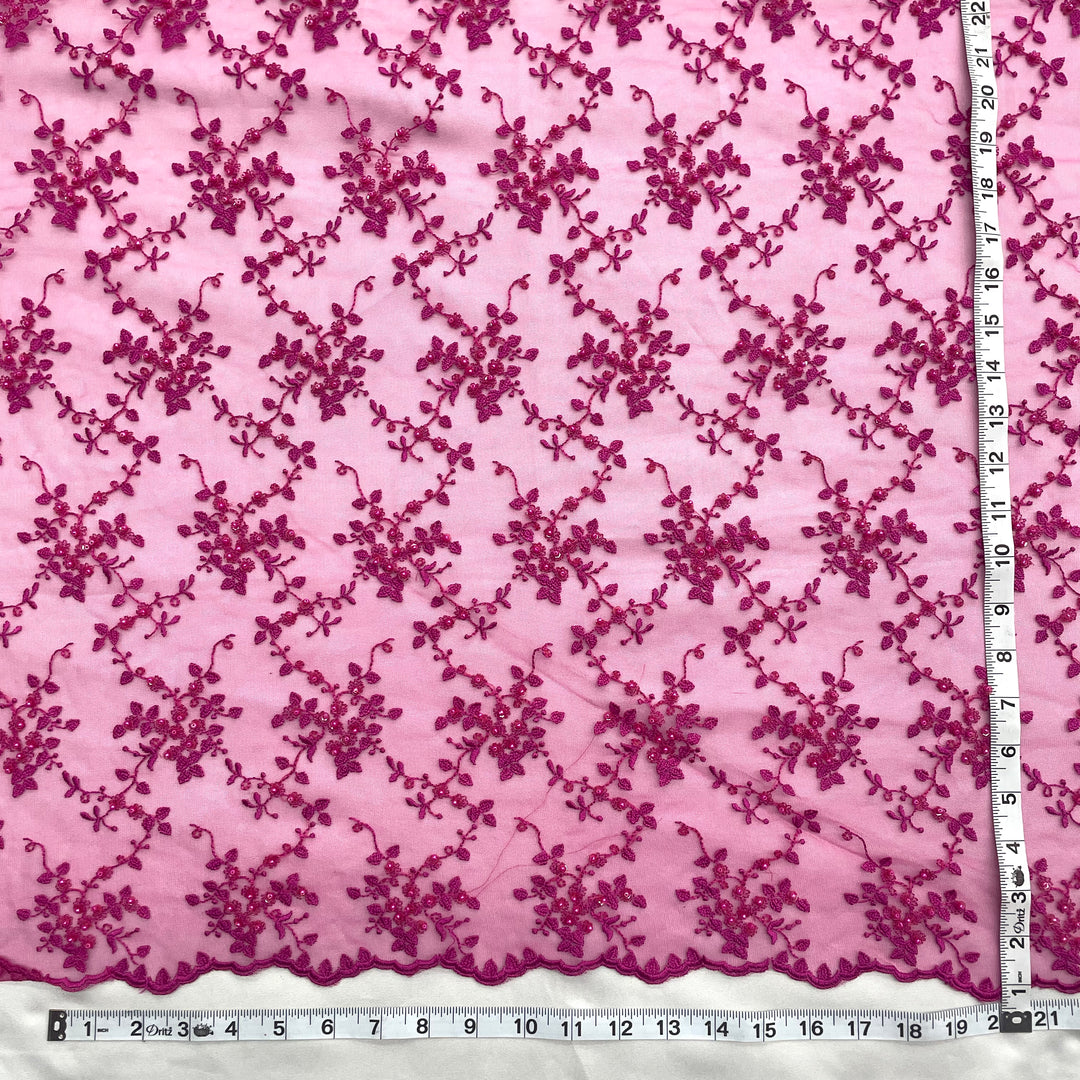 Beaded Lace Fabric Embroidered on 100% Polyester Net Mesh | Lace USA