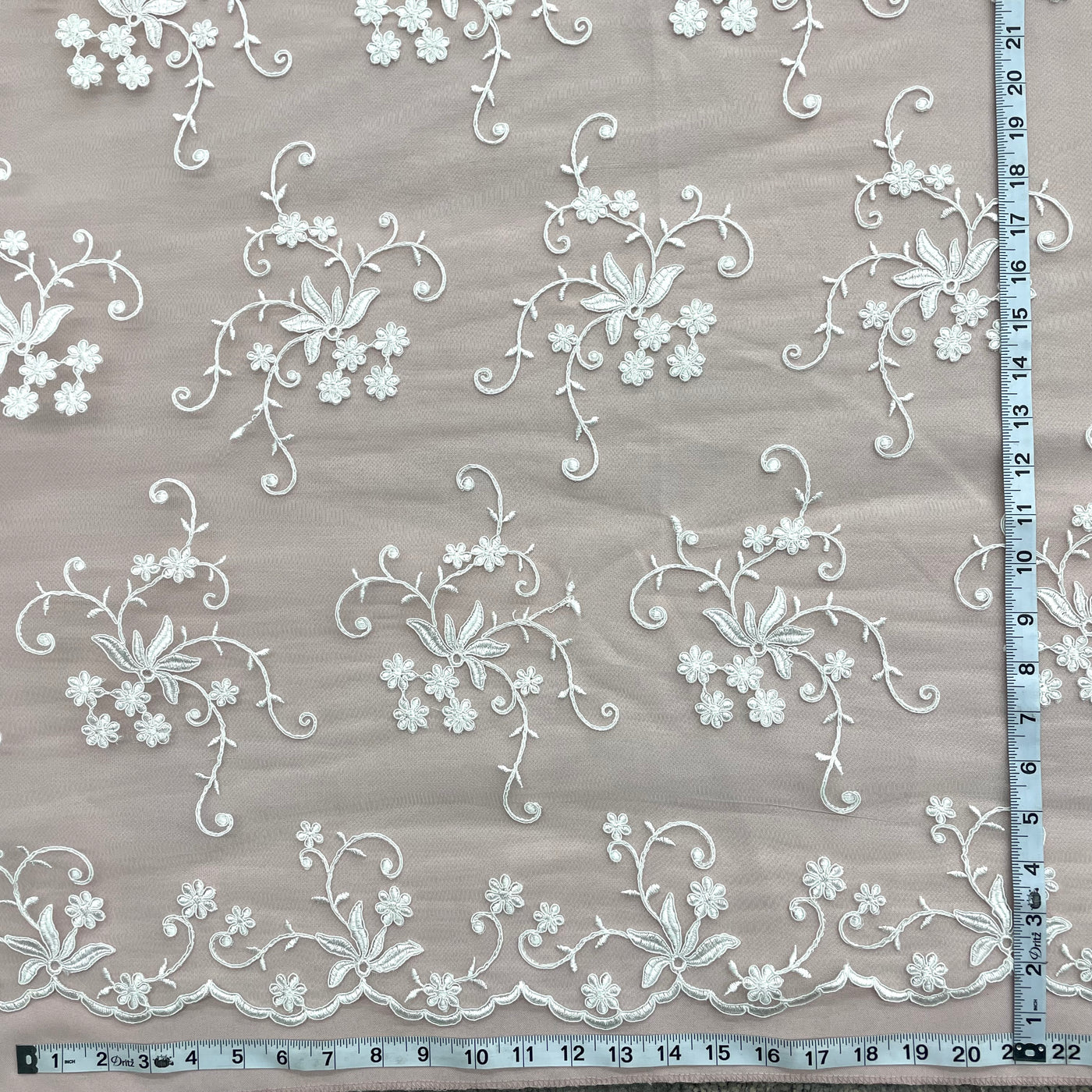 Corded Bridal Lace Fabric Embroidered on 100% Polyester Net Mesh | Lace USA