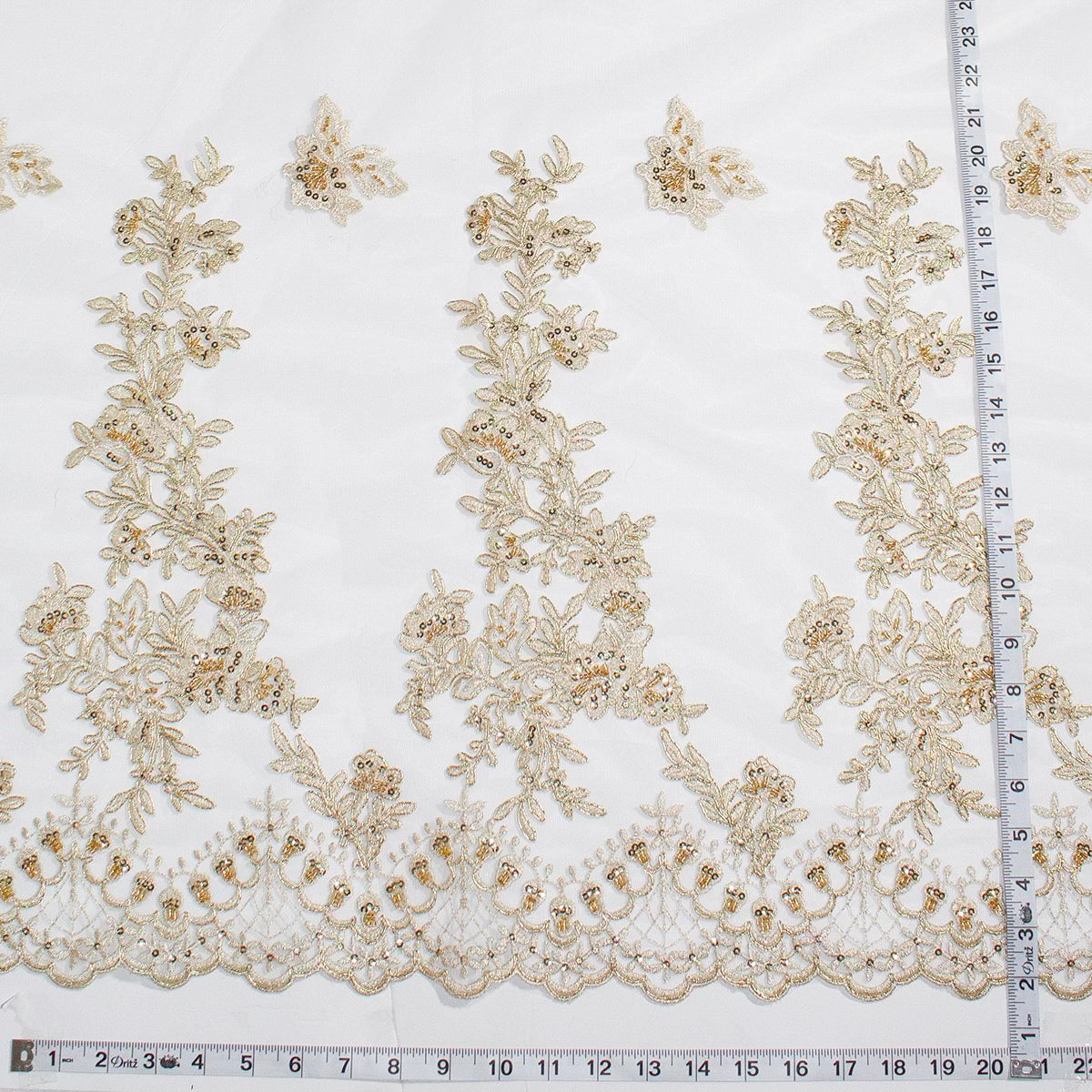 Beaded & Corded Bridal Lace Fabric Embroidered on 100% Polyester Net Mesh | Lace USA