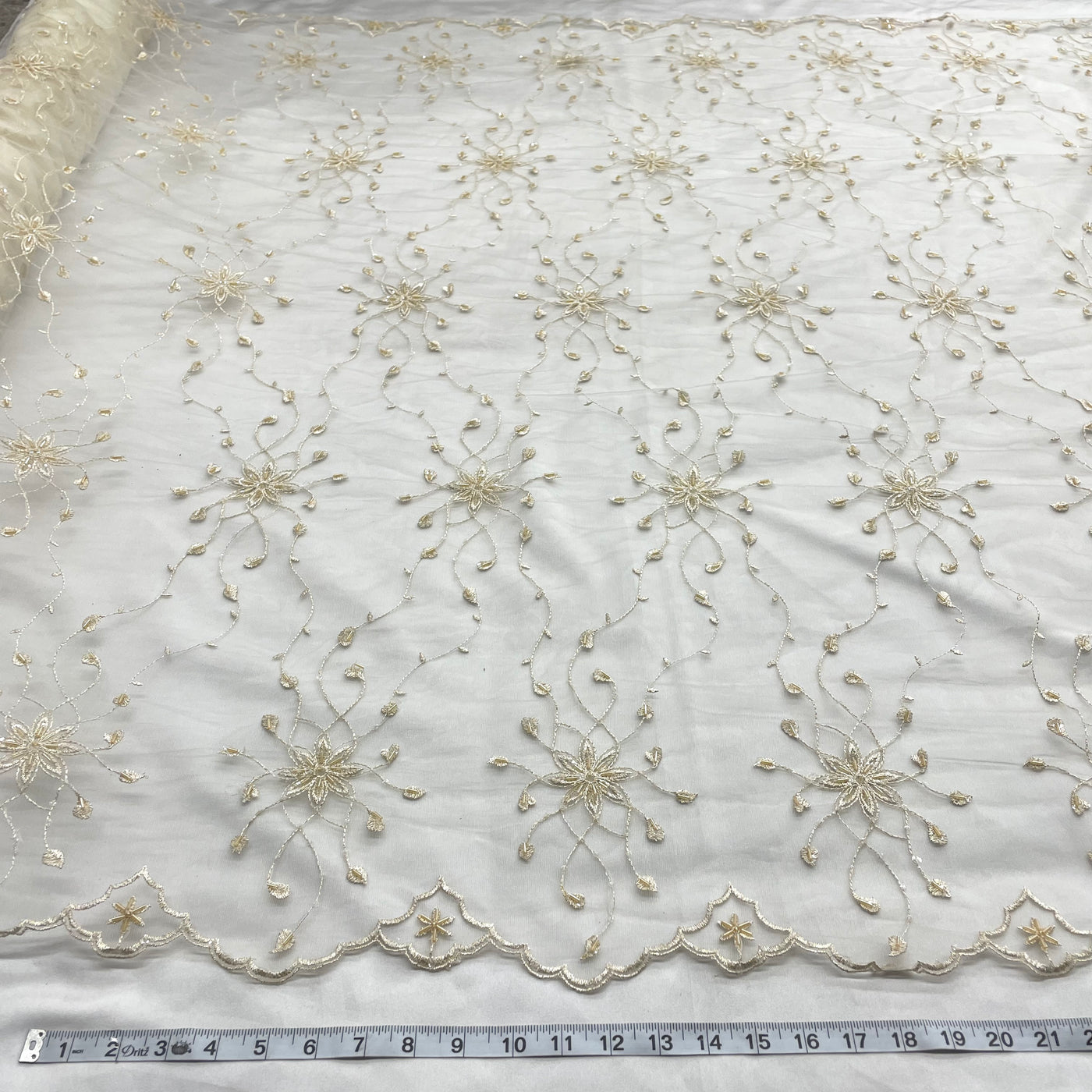 Beaded Lace Fabric Embroidered on 100% Polyester Net Mesh | Lace USA