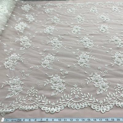 Beaded Lace Fabric Embroidered on 100% Polyester Net Mesh | Lace USA