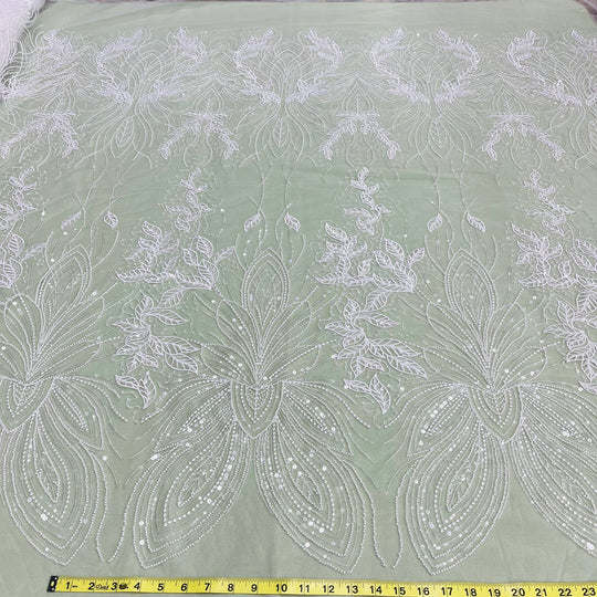 Beaded Lace Fabric Embroidered on 100% Polyester Net Mesh | Lace USA - GD-2918