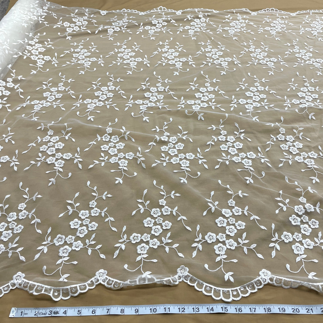 Beaded Lace Fabric Embroidered on 100% Polyester Net Mesh | Lace USA